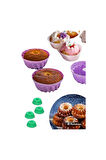 Mor 12'li Silikon Mini Kek Kalıbı - Muffin Kalıbı 12 Adet Göbekli Kek Kalıbı