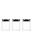 Vakum Krom Kapaklı Kare Cam Kavanoz 8x8*10 Cm - 500 Ml Cam Baharatlık Saklama Kabı 3 Adet