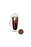Çift Cidarlı Uzun Meşrubat,Kokteyl,Latte 320 ML Cam Bardak Seti 2 Adet 2324