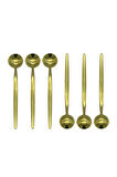 Gold Yuvarlak Tatlı Kaşık Seti 6 Adet, 18/10 Paslanmaz Çelik 6 Kişilik Tatlı Kaşığı Seti 18cm