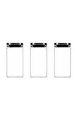 Vakum Krom Kapaklı Kare Cam Kavanoz 8x8*15 Cm -800 ML Cam Baharatlık Saklama Kabı 3 Adet