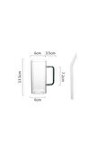Yeni Nesil Kare Cam Sarı Kulplu Latte,meşrubat,nescafe,süt,su Bardağı 350 ml 3 Adet
