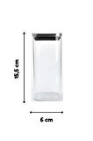 Vakum Krom Kapaklı Kare Cam Kavanoz 6,5x15,5 Cm - 450 Ml Cam Baharatlık Saklama Kabı 18 Adet