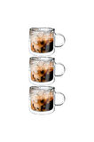 Çift Cidarlı Kahve,Latte,Çay Bardağı Seti -250 ML Cam Kupa Seti 3 Adet 2128