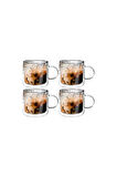 Çift Cidarlı Kahve,Latte,Çay Bardağı Seti -250 ML Cam Kupa Seti 4 Adet 2128