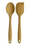 Büyük Boy Yanmaz Yapışmaz Silikon Sarı Renkte Yassı ve Kaşık Spatula 2'li Set