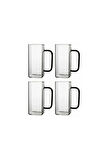 Kare Cam Siyah Kulplu Latte,Meşrubat,Nescafe,Süt,Su Bardağı 350 ML 4 Adet