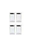 Vakum Krom Kapaklı Kare Cam Kavanoz 6,5X14,2 Cm - 400 ML Cam Baharatlık Saklama Kabı 4 Adet