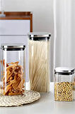 Vakum Krom Kapaklı Kare Cam Kavanoz 6,5X14,2 Cm - 400 ML Cam Baharatlık Saklama Kabı 12 Adet