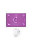 2'li Set Mor 45x65 Cm Silikon Hamur Açma Matı Ve Hamur Porsiyonlayıcı
