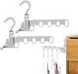 Microcase Sert ABS Plastik Katlanabilir 5 Kancalı Takı Eşya Çanta Şapka Kıyafet Askısı 2 Adet - AL4992 Gri