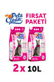 Pets Clean Kedi Kumu Pudralı 10Lt 2Li