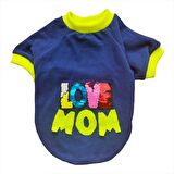 Love Mom Neon Duo,Oval Yaka Tişört Kedi Kıyafeti,Elbisesi