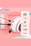 STN-28 Bluetooth LED Işıklı Hafıza Kartı Girişli Kulak Üstü Kedi Kulaklık