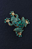 Kurbağa broş. Elmas taşlı tasarım kurbağa broş. Yaka iğnesi broş. Kadın broş. Broş. Erkek broş.