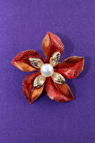 İncili fulya çiçeği broş. Yaka iğnesi broş. Taşlı broş. Kadın broş. Broş. Fulya çiçeği broş.