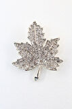 Gümüş Renk Meşe Yaprağı Broş. Taşlı Tasarım Broş. Yaka Iğnesi. Kadın Broş. Broş. Meşe Yaprağı Broş.