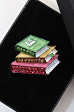 Kitap broş. Yaka iğnesi kitap broş. Kristal taşlı tasarım kitap broş. Kadın broş. Erkek broş. Broş