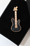 Taşlı gitar broş. Yaka iğnesi gitar broş. Taşlı tasarım broş. Kadın broş. Erkek broş. Gitar broş