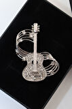 Zirkon taşlı melodili gitar broş. Yaka iğnesi gitar broş. Erkek broş. Kadın broş. Gitar broş.