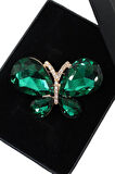 Zümrüt kelebek broş. Yaka iğnesi yeşil zümrüt kelebek broş. Zümrüt broş. Kadın broş. Kelebek broş.