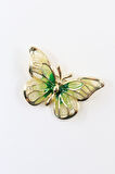 Yeşil gold kelebek broş. Yaka iğnesi kelebekli broş. Kadın broş. Erkek broş. Kelebek broş.