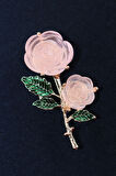 Pembe gül broş. Yaka iğnesi pembe güllü broş. Tasarım pembe gül broş. Kadın broş. Gül broş.