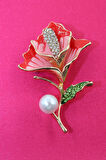 Japon Gülü Broş. Taşlı Tasarım Broş, Incili Broş. Yaka Iğnesi Broş. Kadın Broş. Broş.