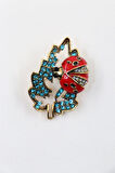 Yapraklı Uğur Böceği Broş. Taşlı Tasarım, Uğur Böceği Broş. Kadın Broş. Broş. Erkek Broş. Unisex.