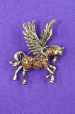 Pegasus Atı Broş. Yaka Iğnesi Broş. Tasarım Pegasus Taşlı Broş. Kadın Broş. Erkek Broş. Gold Broş