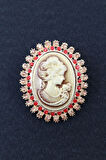Cameo vintage broş. Taşlı tasarım cameo vintage broş. Yaka iğnesi broş. Kadın broş. Broş