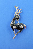 Geyik broş. Taşlı tasarım geyik broş. Yaka iğnesi broş. Kadın broş. Broş.