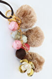 Çoklu anahtarlık çanta süsü charm. Araba ayna süsü. Anahtarlık peluş top örme ip boncuk çanta charmı