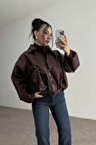 Prifaldi Zr Oversiz Kemerli Bomber Bordo Deri Ceket 
