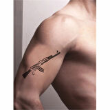 Ak-47 Kalaşnikof Keleş Tattoo Geçici Dövme Şablonları Kına Kalıpları