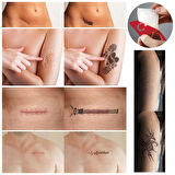 Yara Faça İzi Kapatma Dövme Şablonu Seti Kalp Fermuar