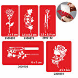 Gizemli Desenler Kuru Kafa Gül Geçici Dövme Şablonu Seti