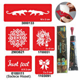 Kaplan Mandala Desenleri Hint Kınası ile Geçici Dövme Yapma Seti