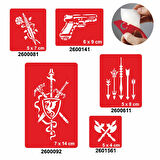 Savaş Aletleri 5'li Set Geçici Dövme Kına Şablonu