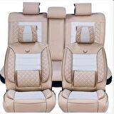 Nissan Qashqai Lüx Deri Oto Koltuk Kılıfı Ön Arka Takım (MARS) BEJ
