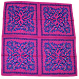 Çiçek Desenli Saten Fuşya Eşarp - 90x90