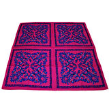 Çiçek Desenli Saten Fuşya Eşarp - 90x90