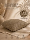 Hardal Bej  Geometrik Desenli Keten Kırlent Kılıfı 43x43 cm – Premium Collection