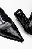 Suins Premium Kevin Model Kadın Kalın Topuklu Kroko Stiletto Ayakkabı
