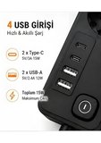 Akım Korumalı 5’li Priz 2xusb 2xtype-c Çıkış Akım Koruma Çoklu Priz Çoğaltıcı Anahtarlı Ftr-31 Siyah