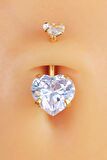 Çelik Kalp Model Tektaş Göbek Piercing Gold