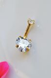 Çelik Kalp Model Tektaş Göbek Piercing Gold