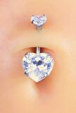 Çelik Kalp Model Tektaş Göbek Piercing Gümüş Renkli