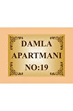 Apartman Kapısı İsimliği 26cm*19cm Gold Aliminyum Levha (kahverengi yazı rengi)