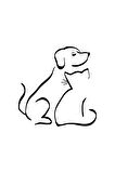 Kedi Köpek Dostluğu Sticker (Oto-Motor-Laptop-Duvar-Dekor) 10 x 10 cm